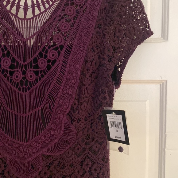 NWT Nanette Lepore Crochet Cocktail Dress in gorgeous shade of Plum - Picture 3 of 8